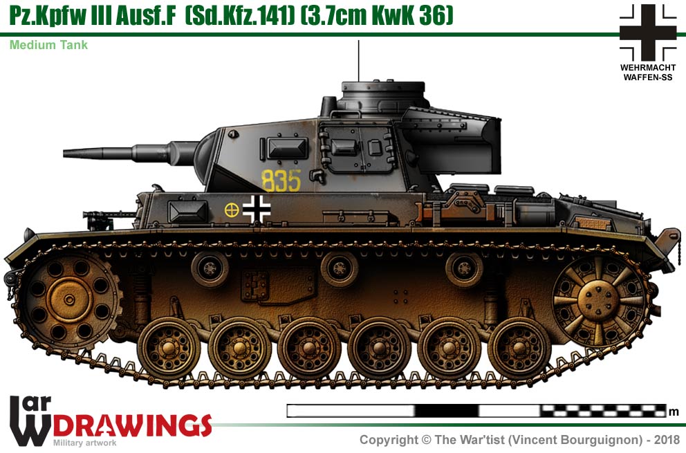 WW2 German Panzer III Ausf F. Sd. Kfz.141 (Early). Painted Resin Model