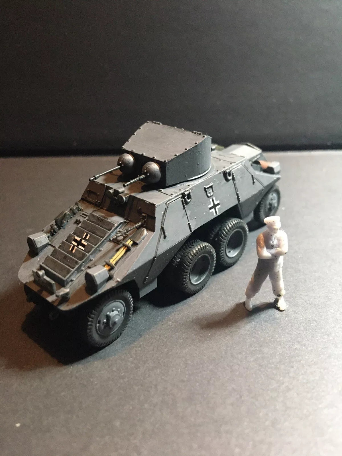 WW2 German Steyr ADGZ Heavy Armoured Car . Painted Resin Model