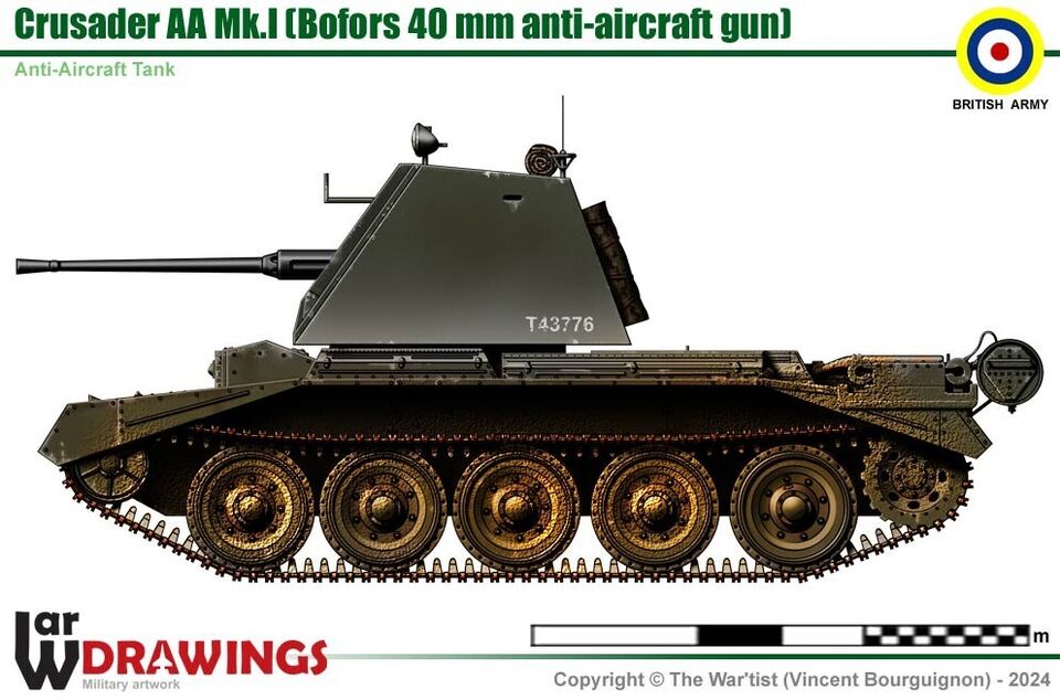 WW2 British A15 Crusader AA Mk.I 40mm Bofors. Painted Resin Model