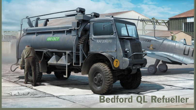 WW2 British Bedford QL Fuel Tanker. Painted Resin Model