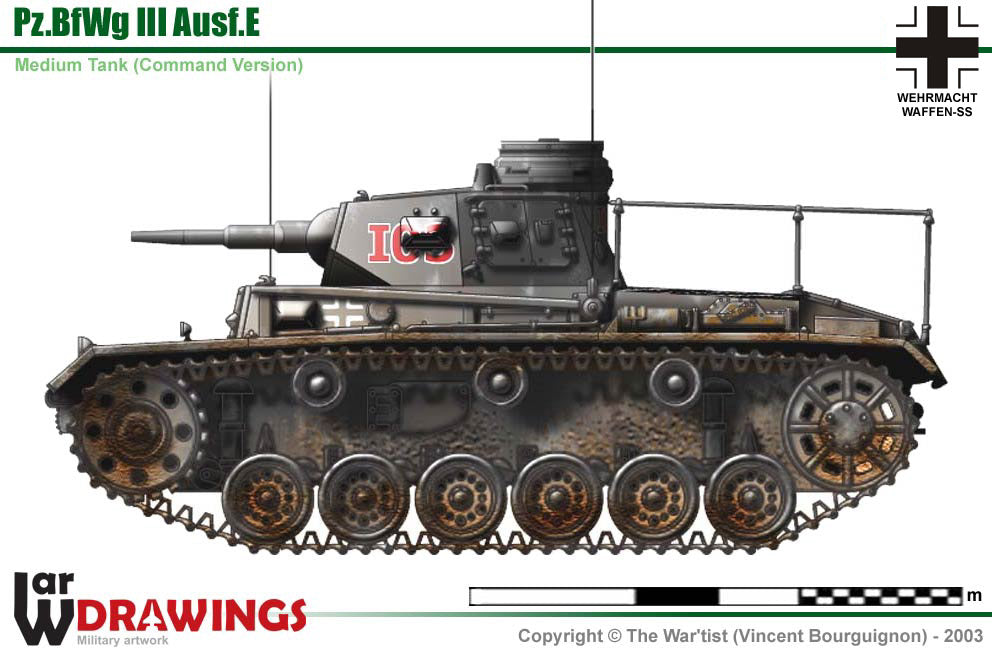 WW2 German Panzer III E Command Tank. Painted Resin Model