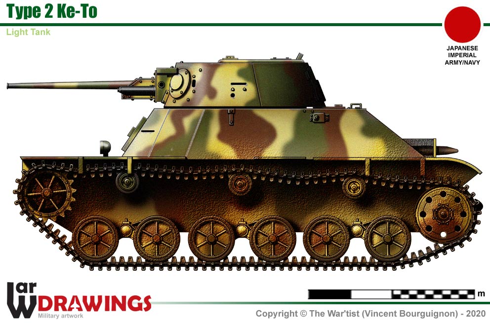 WW2 Japanese Type 2 Ke-To Light Tank. Painted Resin Model