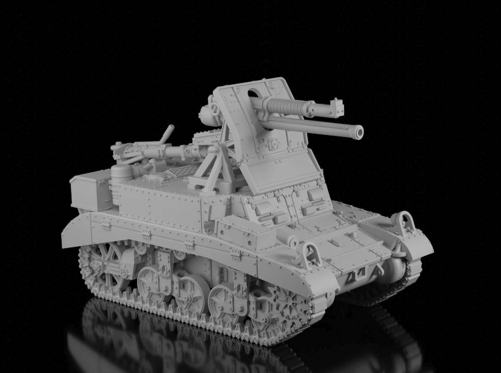 M3 Stuart 18pdr SPG (Wargame3d). Painted Resin Model