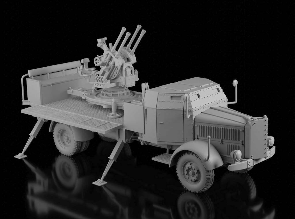 Mercedes L4500 w/20mm Flakvierling (Wargame3d). Painted Resin Model