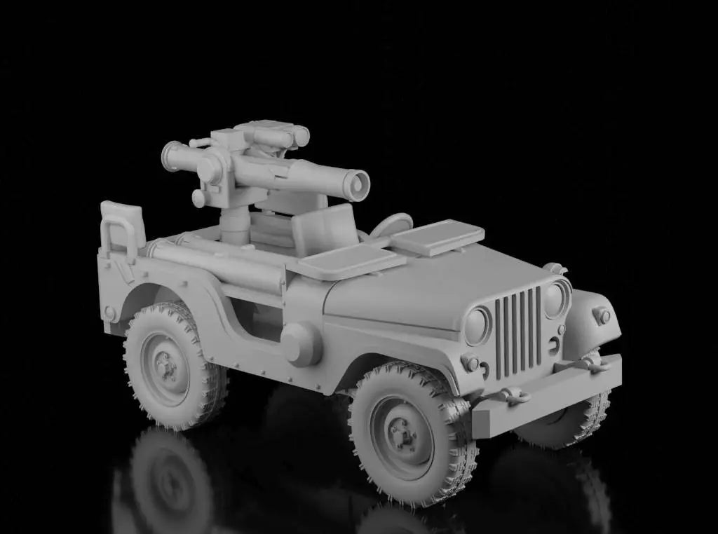 Dutch Post War M38A1 Nekaf Jeep WITH TOW Missile. Painted Resin Model