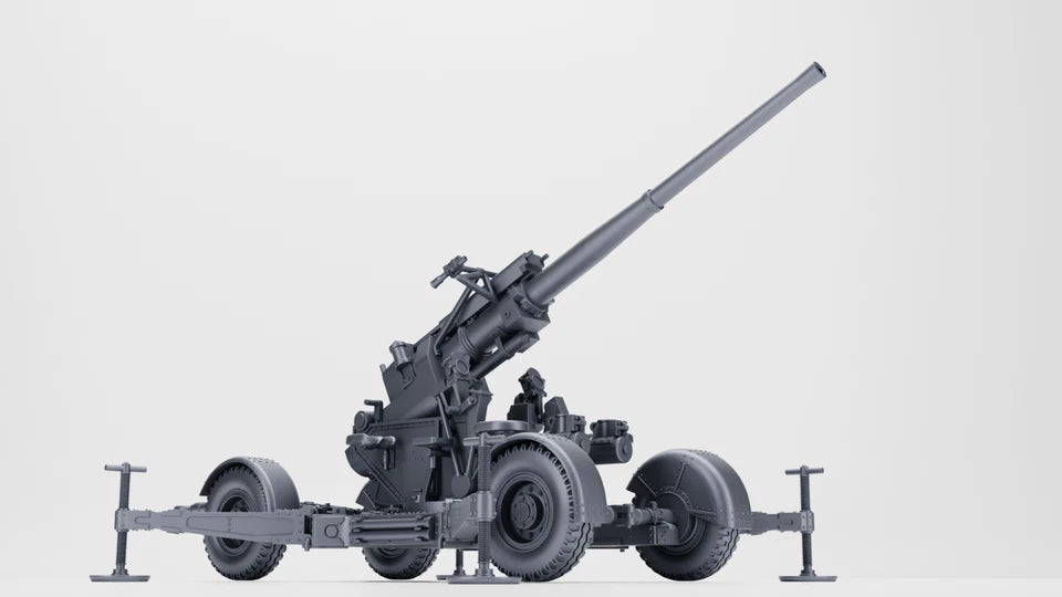 WW2 British QF 3.7MM AA Gun In Firing position. Painted Resin Model