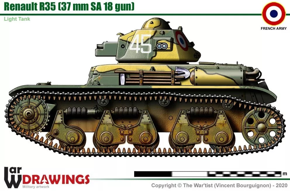 WW2 French Renault R-35. Painted Resin Model