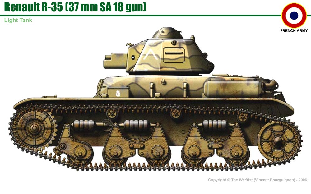WW2 French Renault R-35. Painted Resin Model