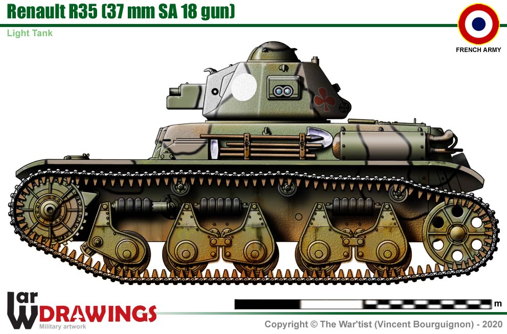 WW2 French Renault R-35. Painted Resin Model