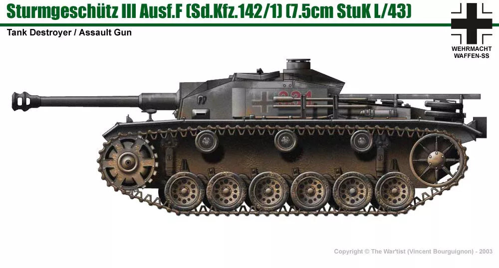 WW2 German Sturmgeschutz III Ausf F. Painted Resin Model