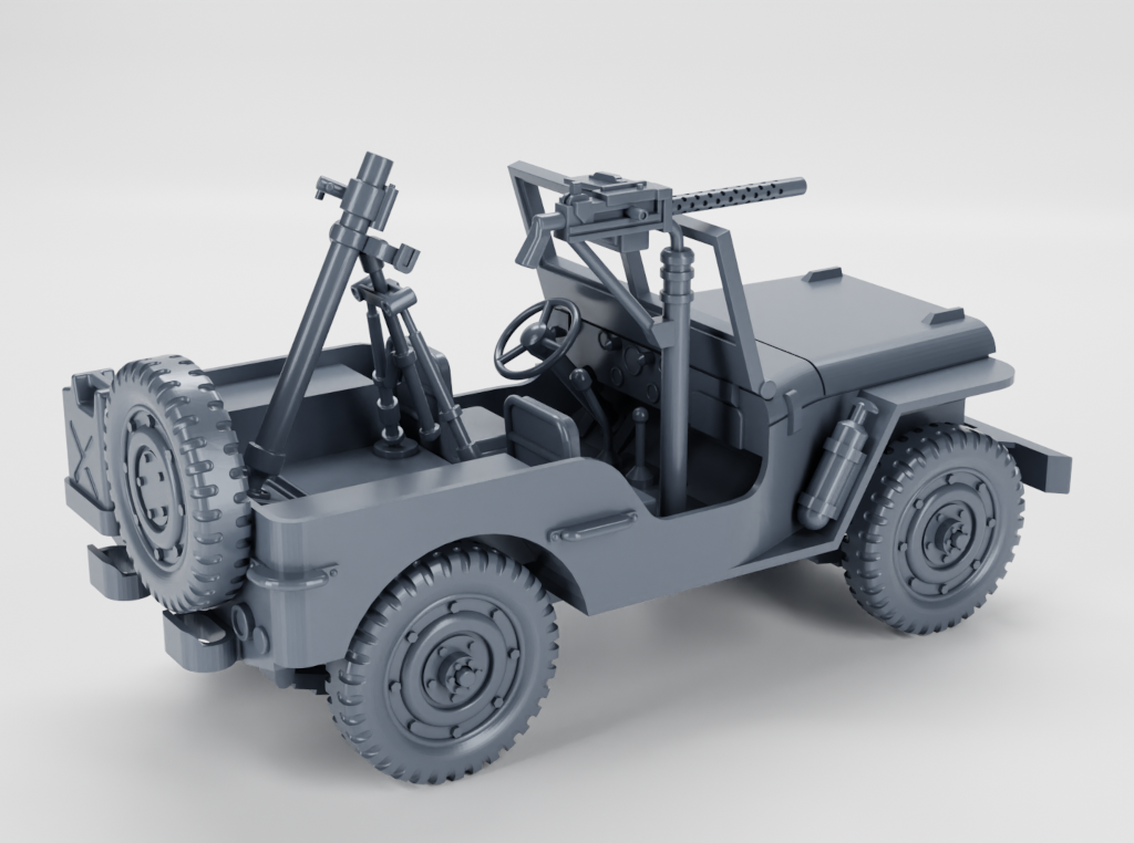 Willys Jeep w/Mortar (Wargame3d)