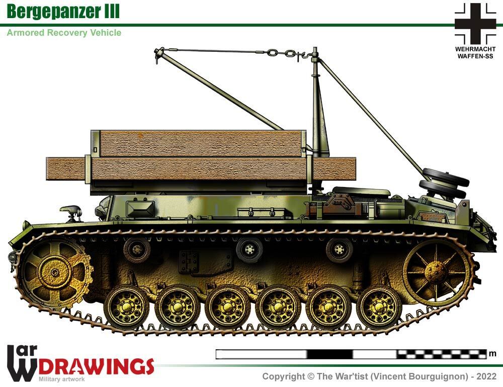 WW2 German Bergepanzer III. Painted Resin Model