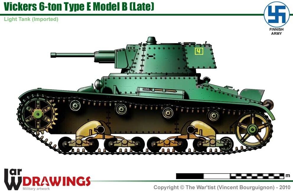 WW2 Finnish Vickers Mk.E 6 Ton LIGHT TANK. Painted Resin Model.