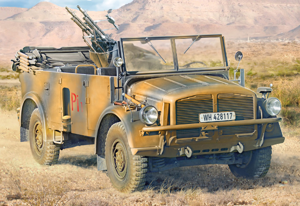 WW2 German Horch 108A Zwillinglafette 38. Painted Resin Model