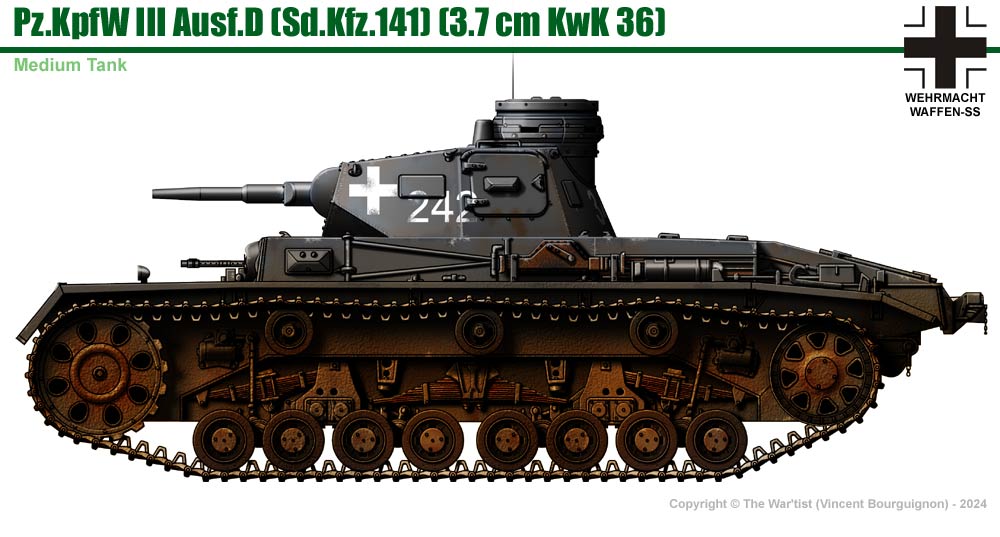 WW2 German Panzer III Ausf D. Sd.Kfz 141. Painted Resin Model