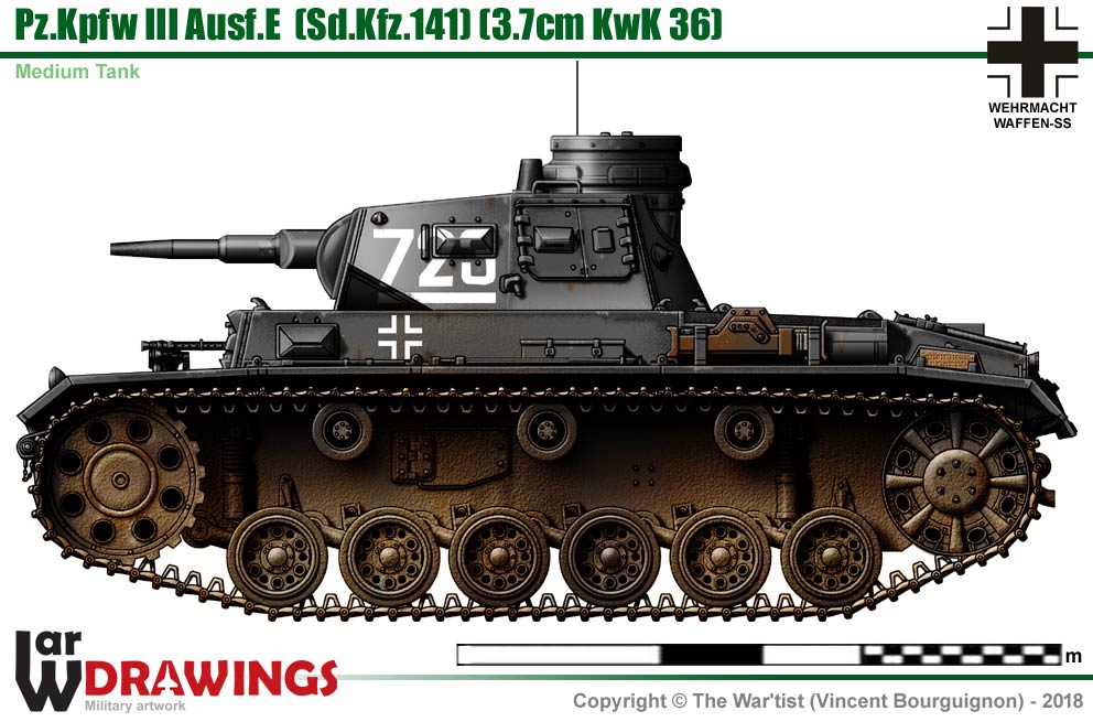WW2 German Panzer III Ausf E. Sd.Kfz.141. Painted Resin Model
