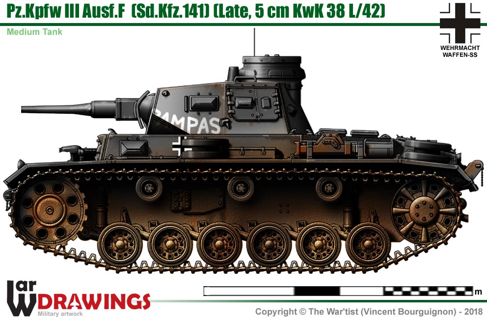 WW2 German Panzer III Ausf F. Sd.Kfz.141 (Late). Painted Resin Model