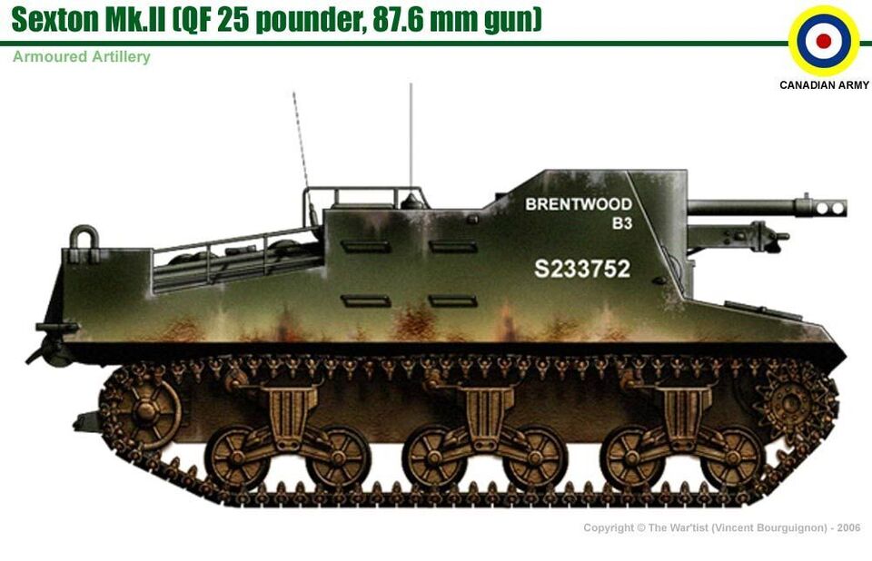 WW2 British Sexton II 25 Pounder. Painted Resin Model.