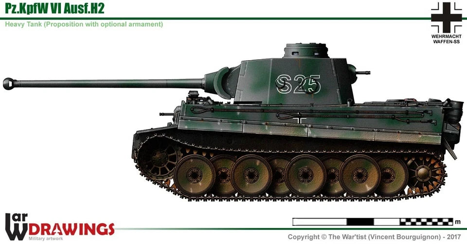 WW2 German Tiger I H2 VK.4501. Painted Resin Model