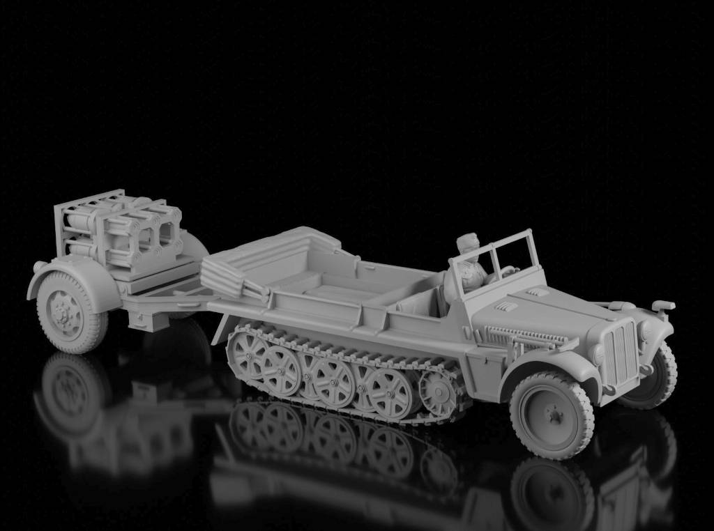 Sd.Kfz.10 with Nebelwerfer 41. Painted Resin Model