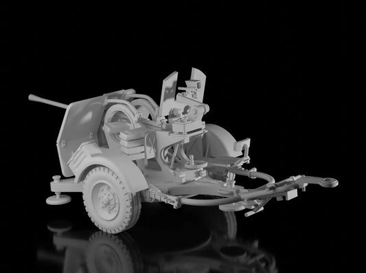 WW2 German 20mm Flak 38 Gun in towing position. Unpainted Resin Model