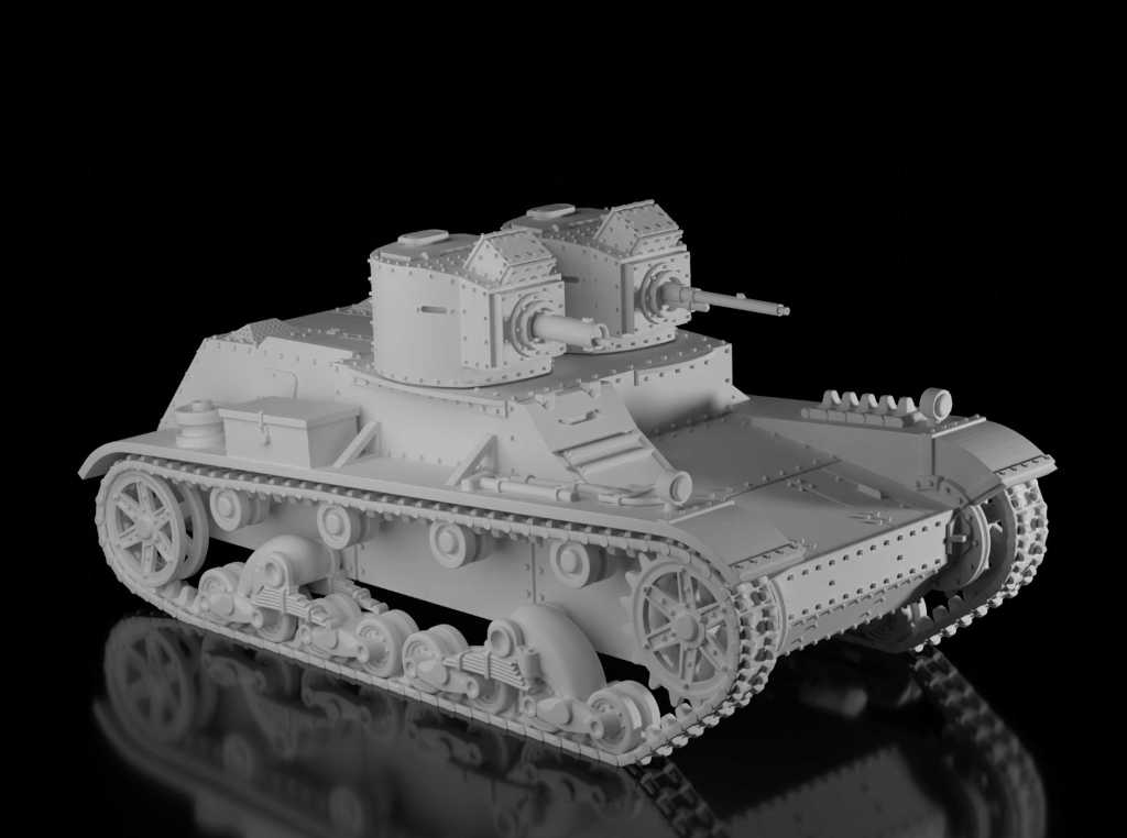 7TP Light Tank - Twin Turret (Wargame3d). Painted Resin Model
