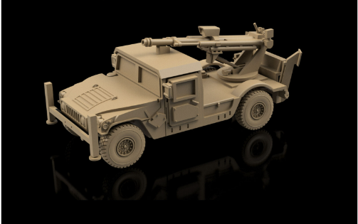 American Post War HUMVEE with Hawkeye Howitzer. Painted Resin model