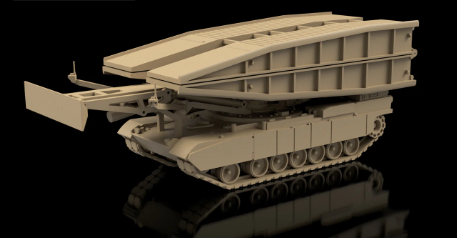 American Post War M1 Abrams Assault Bridge System. Painted Resin Model