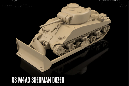 WW2 American M4A3 Sherman Dozer. Painted Resin Model