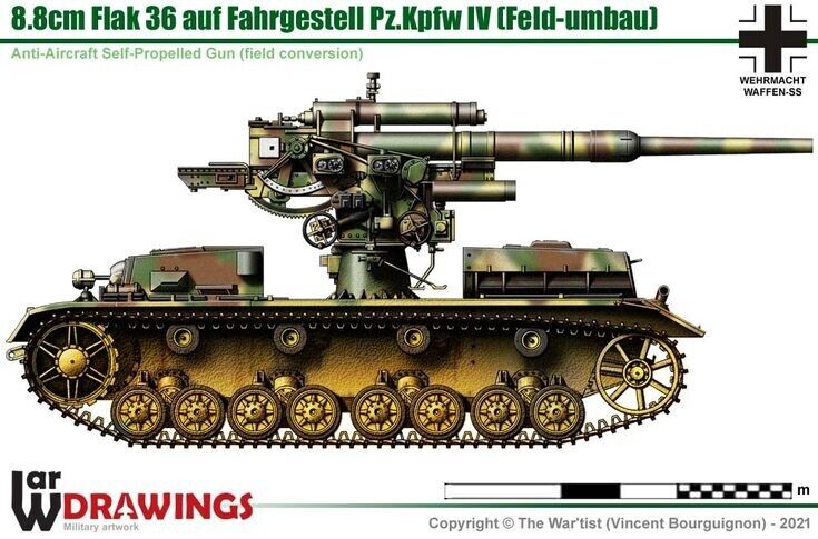 WW2 German Panzer IV 88mm Flak 36. Painted Resin Model