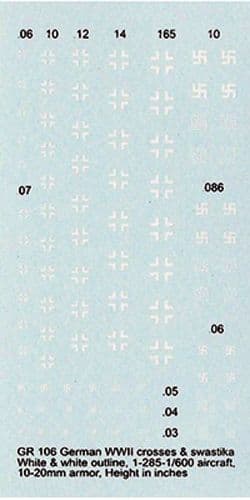 WWII German Low-Visibility Crosses & Swastikas [1/285-1/72]