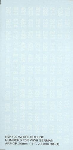 WWII AFV Numbers (Clear with white outline) [1/76]