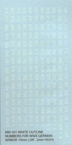 WWII AFV Numbers (Clear with white outline) [1/100]