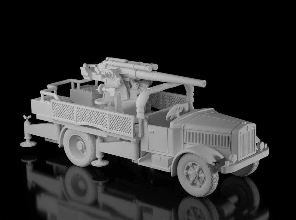 Fiat 634N w/DA 102/35 (Stowed). Painted Resin Model