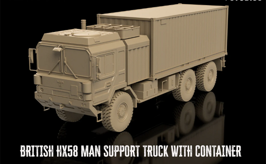 British Post War MAN HX58 SUPPORT TRUCK WITH CONTAINER. Painted Resin Model