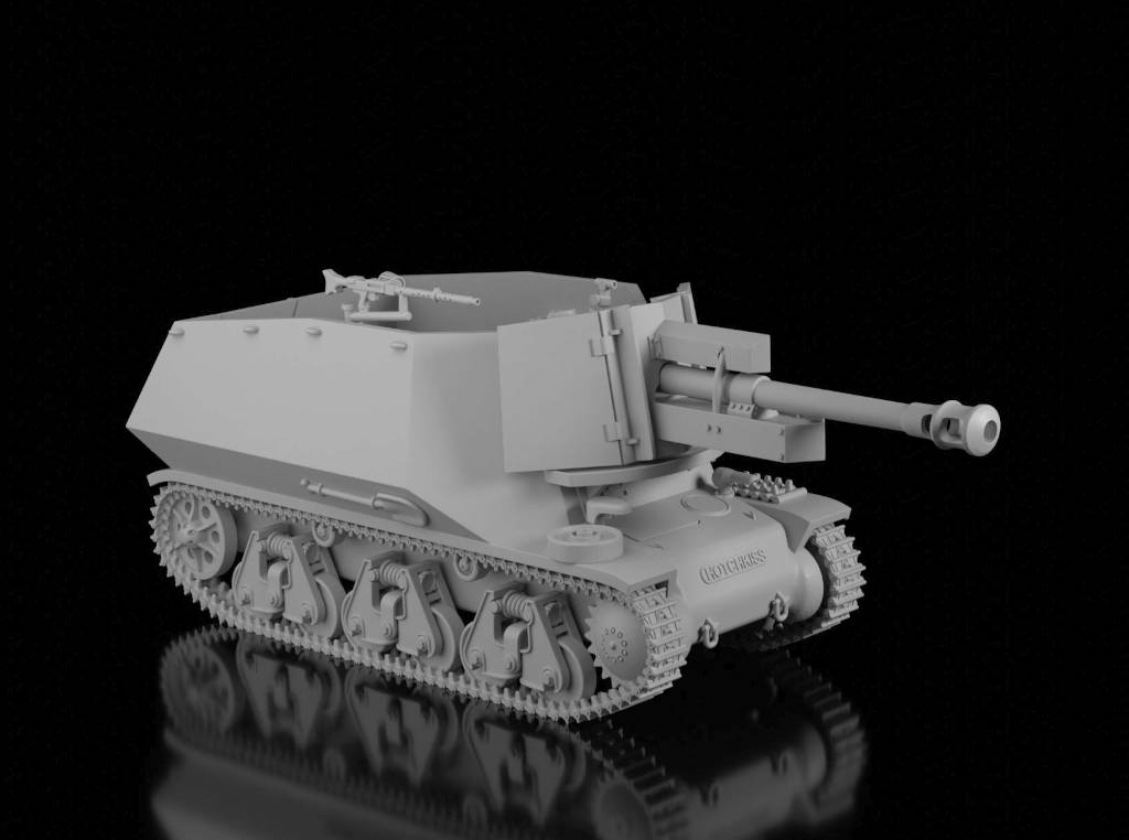 Hotchkiss Geschutzwagen 39H(f) 10.5cm (Wargame3d). Painted Resin Model