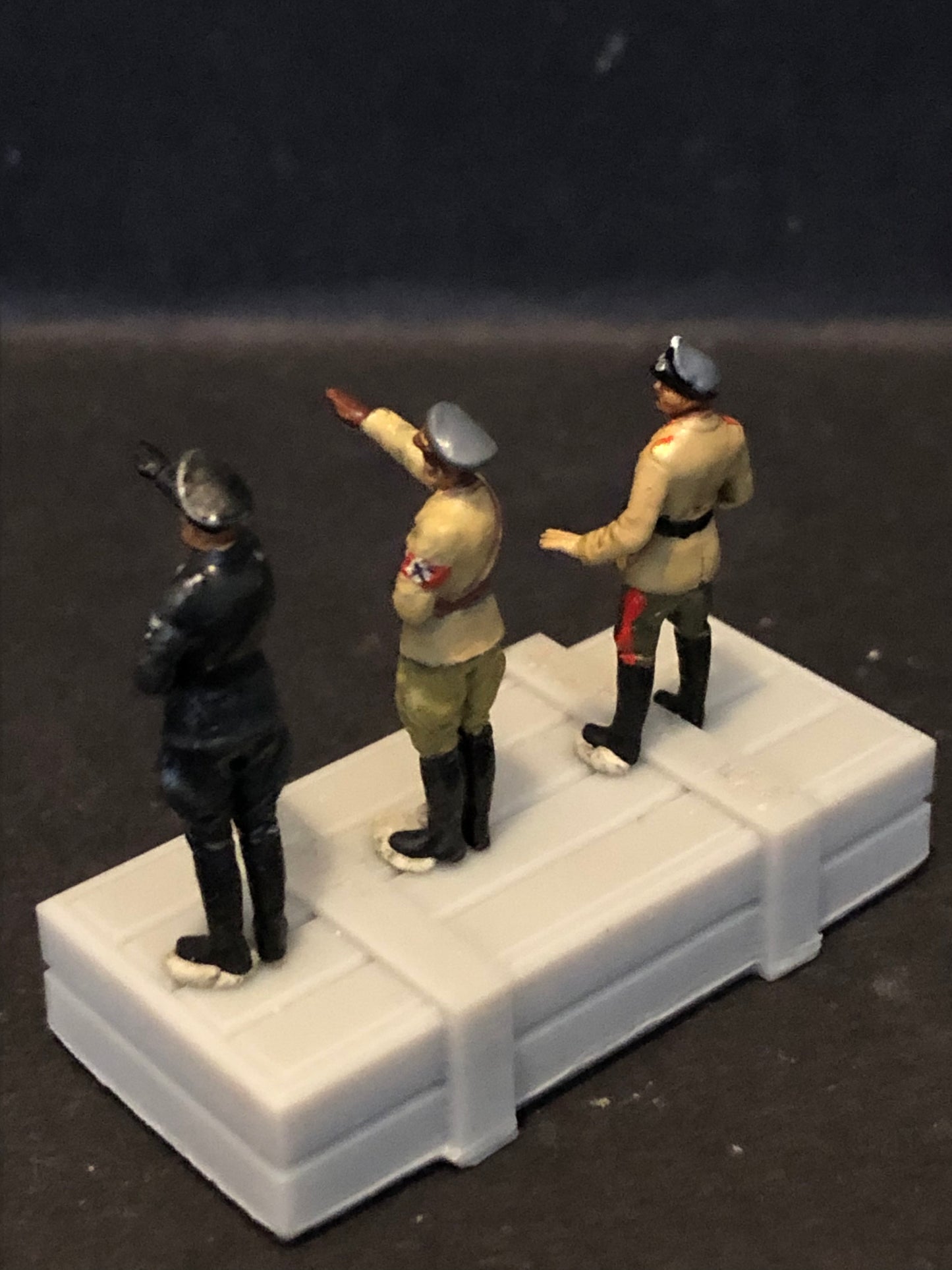 WW2 German figures x 3 (Hitler.Rommel and SS Officer) Painted Resin Model