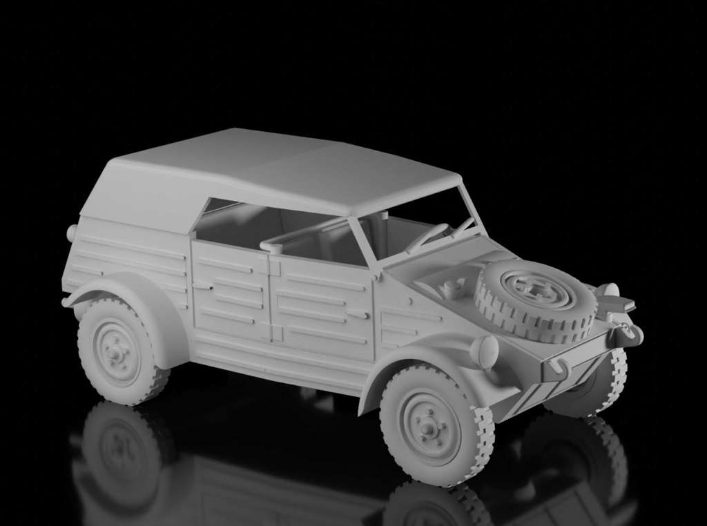 Kubelwagen (Separate Soft Top). Painted Resin Model