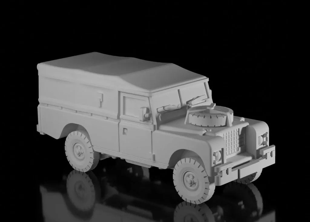 British Post War Land Rover Series 3 LWB Soft Top. Painted Resin Model