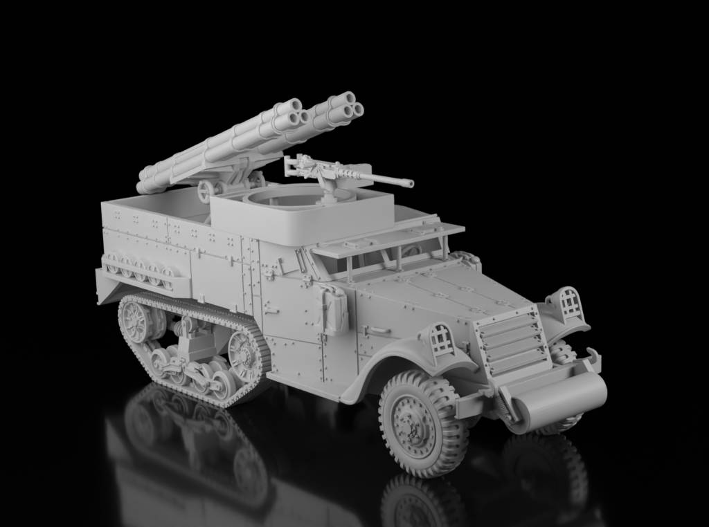 American WW2 M2A1 with Rocket Launchers unpainted resin model