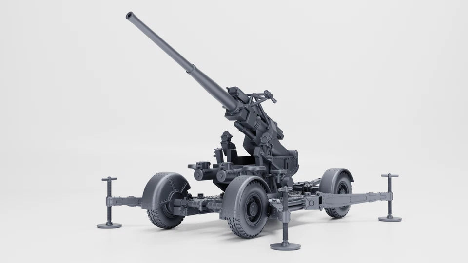 WW2 British QF 3.7MM AA Gun In Firing position. Painted Resin Model