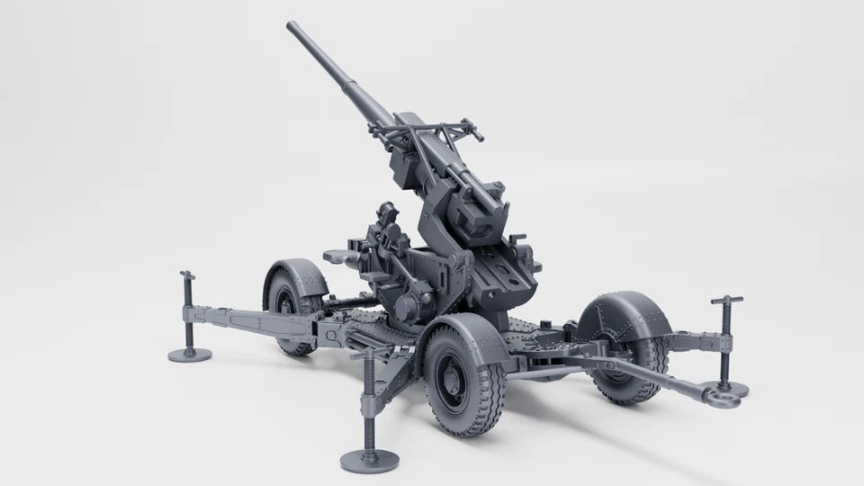 WW2 British QF 3.7MM AA Gun In Firing position. Painted Resin Model