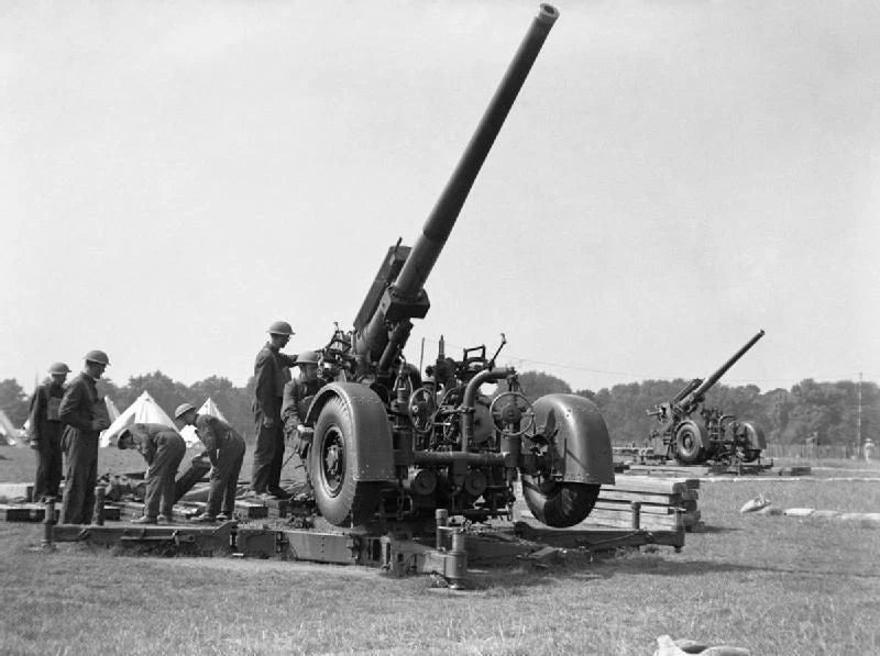 WW2 British QF 3.7MM AA Gun In Firing position. Painted Resin Model