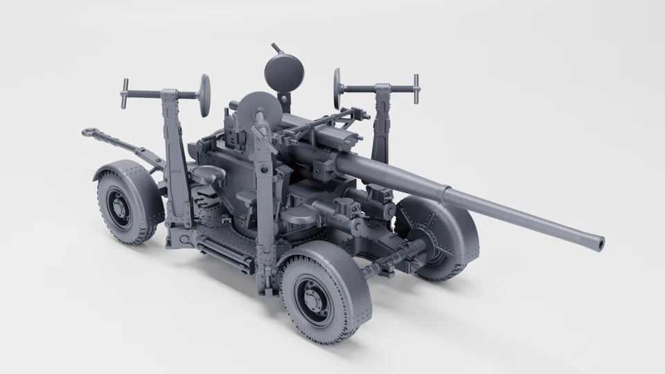 WW2 British QF 3.7MM AA Gun In towing position. Painted Resin Model