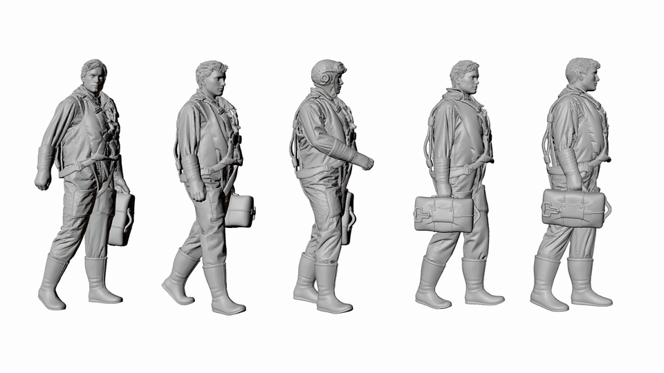 WW2 BRITISH RAF BOMBER CREW FIGURES X 5. Unpainted Resin