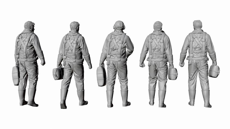 WW2 BRITISH RAF BOMBER CREW FIGURES X 5. Unpainted Resin