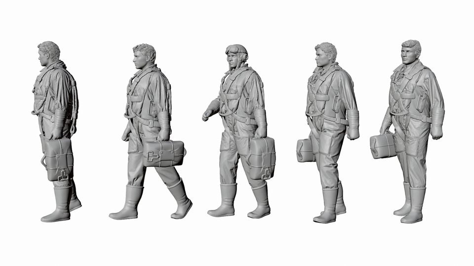 WW2 BRITISH RAF BOMBER CREW FIGURES X 5. Unpainted Resin