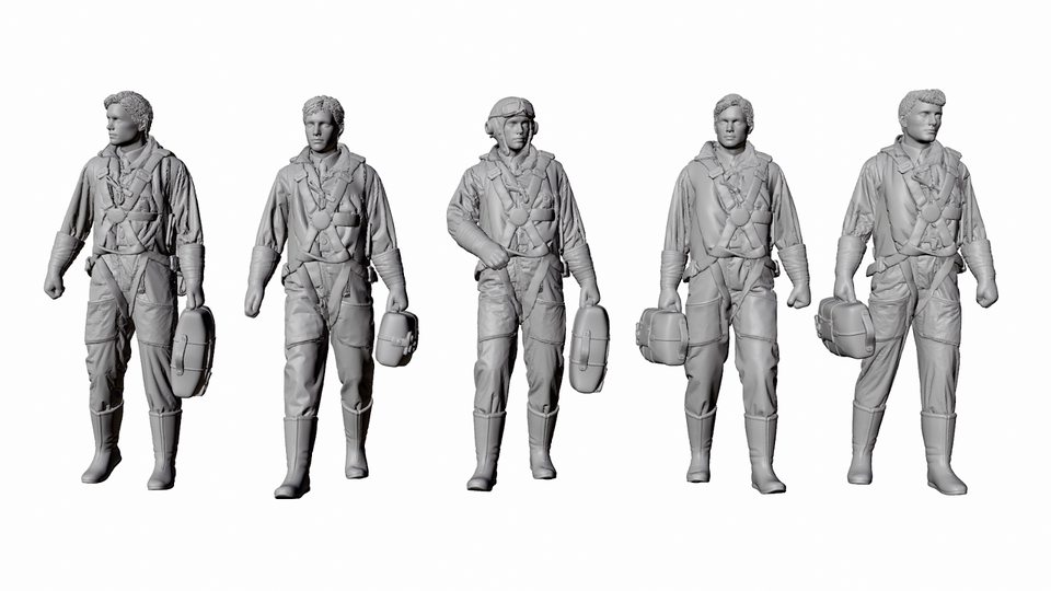 WW2 BRITISH RAF BOMBER CREW FIGURES X 5. Unpainted Resin