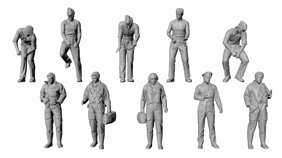 WW2 RAF FIGURES X 10. Unpainted Resin