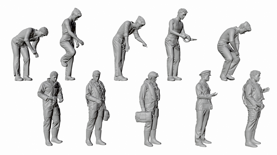 WW2 RAF FIGURES X 10. Unpainted Resin